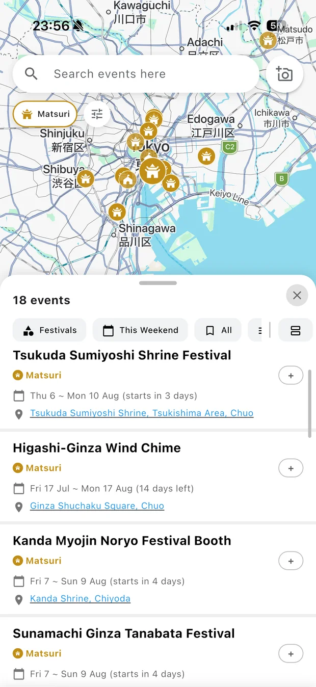 Compact list of matsuri happening this weekend